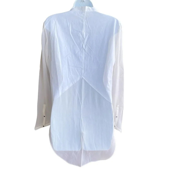 Helmut Lang Tunic Top Sheer Hem ivory White Lawn Cotton Silk Blouse Size S - Picture 3 of 5